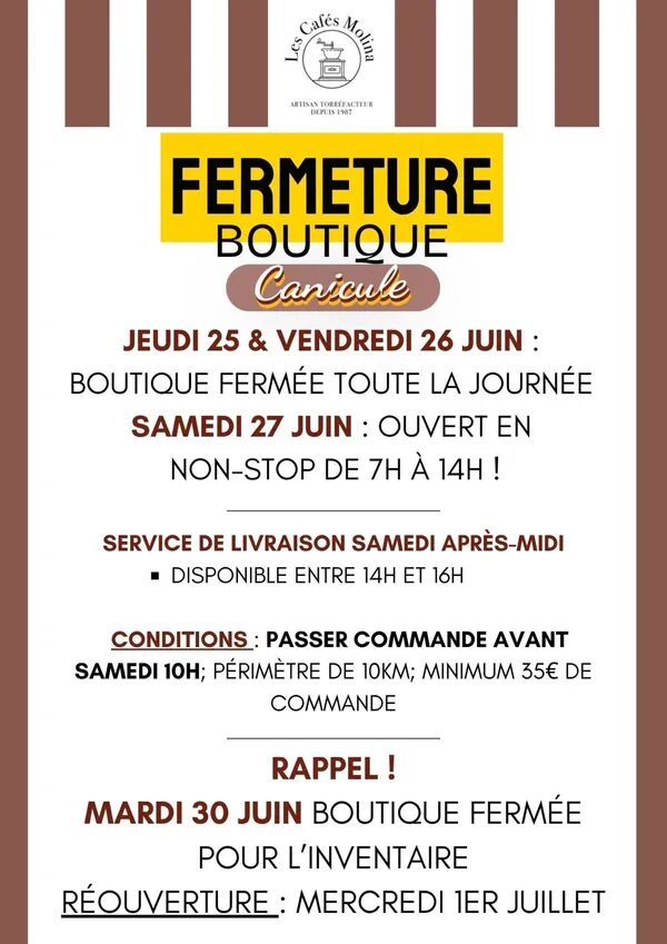 Important - Fermeture de la boutique